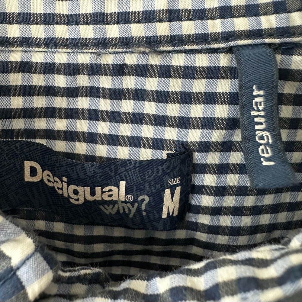 Desigual Men's Multicolor Patchwork Striped Gingham Button Down Shirt, Size M - Picture 4 of 10